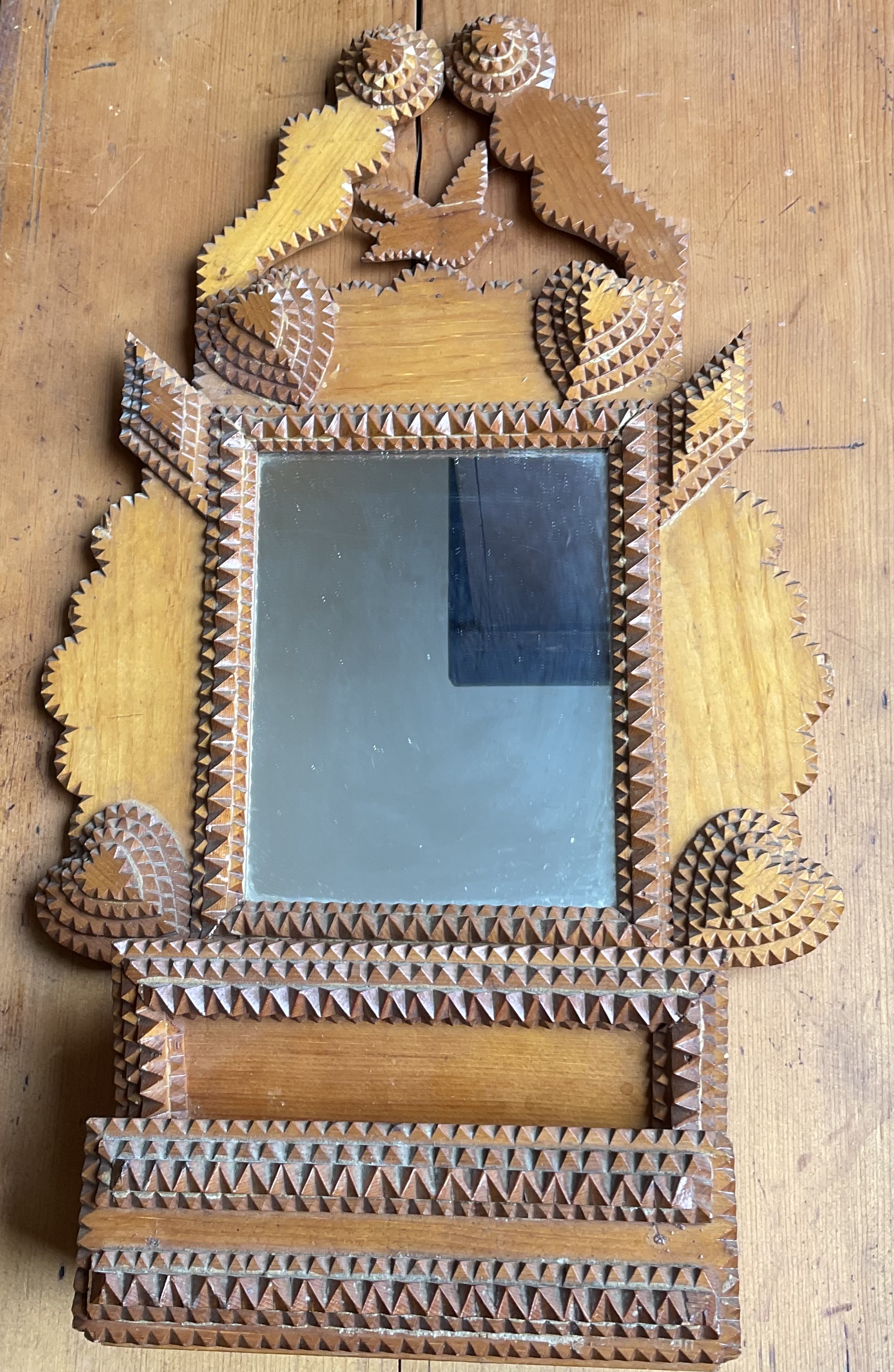 TRAMP ART MIRROR WITH DRAWER